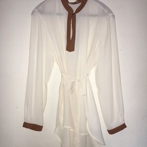Sheer cream and cognac top